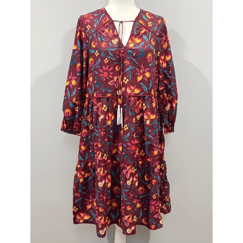 Sundance NWOT Eternal Summer Dress Boho Floral Tiered Midi Dress Size S